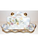 STUNNING RARE MACKENZIE CHILDS HONEYMOON CHECK MORNING GLORY COVERED BUT... - $262.34