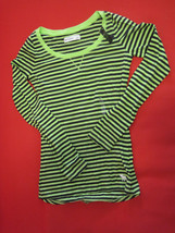 New Abercrombie Kids Black Green Striped Long Sleeve Cotton Blend T-shir... - $19.79