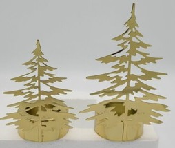 Yankee Candle Gold Trees Die Cut Tea Light Candle Holders 2 Pc. Evergree... - $14.95