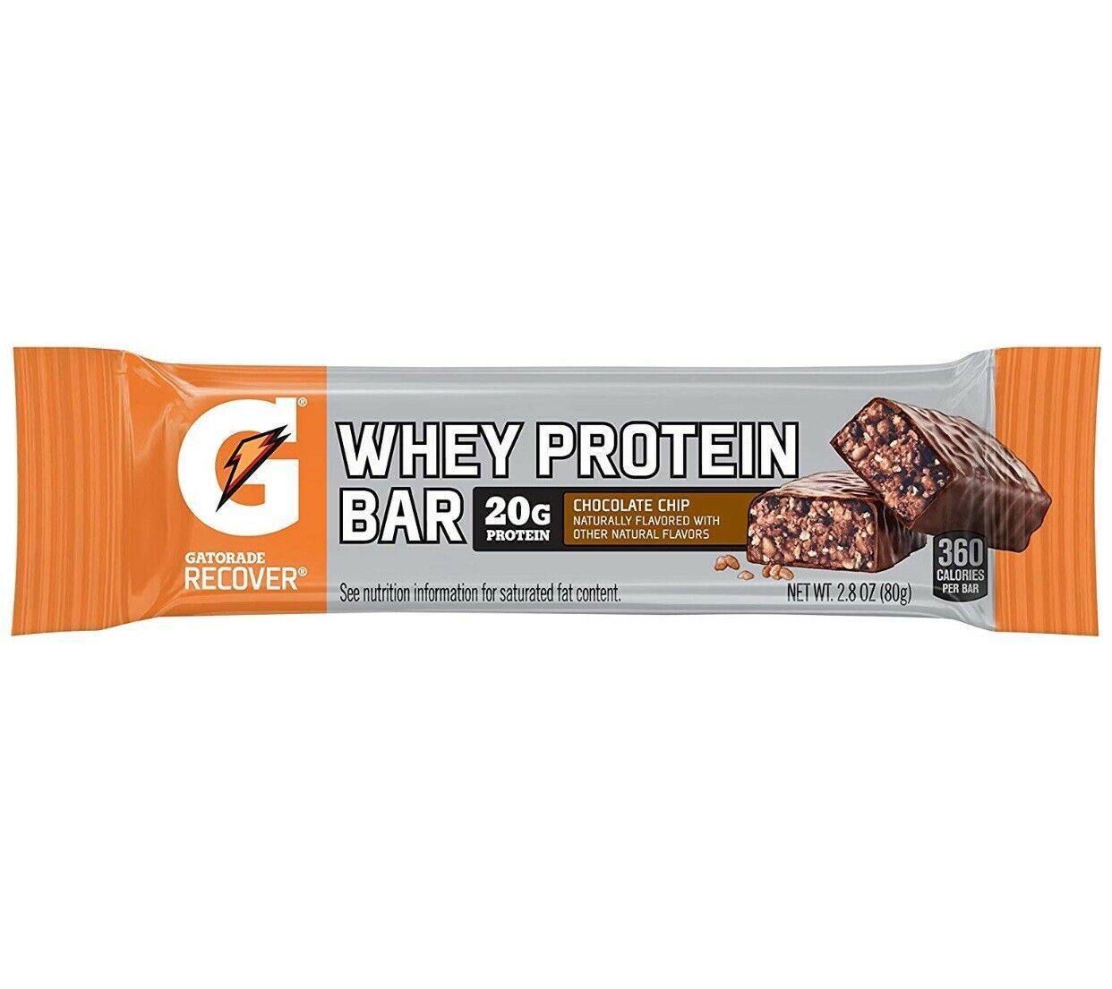 Gatorade Whey Protein Recover Bars, Chocolate Chip, 2.8 ounce bars (12