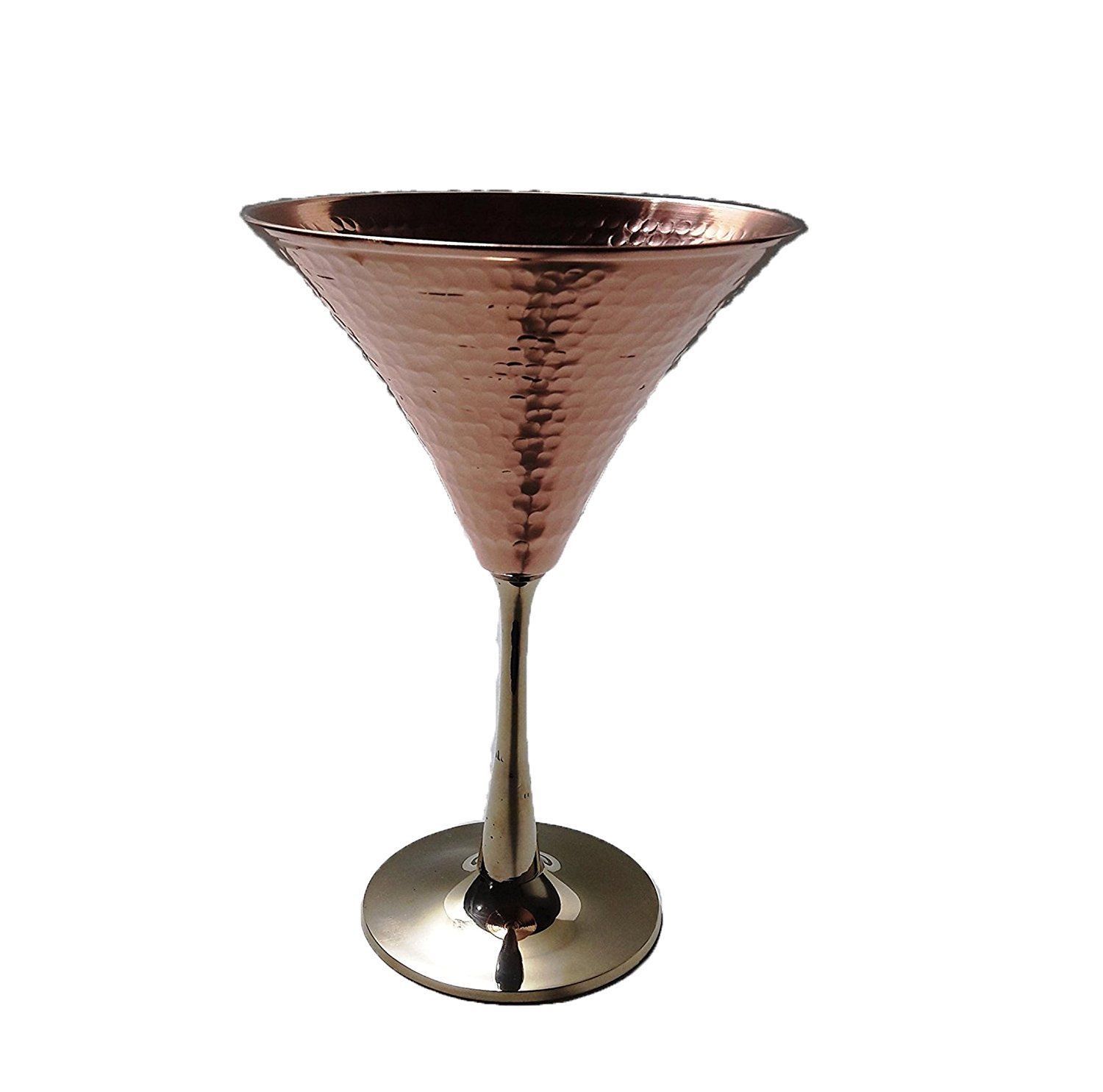 Solid Copper Martini Glass Beautifully Hammered Martini Glass holds 10