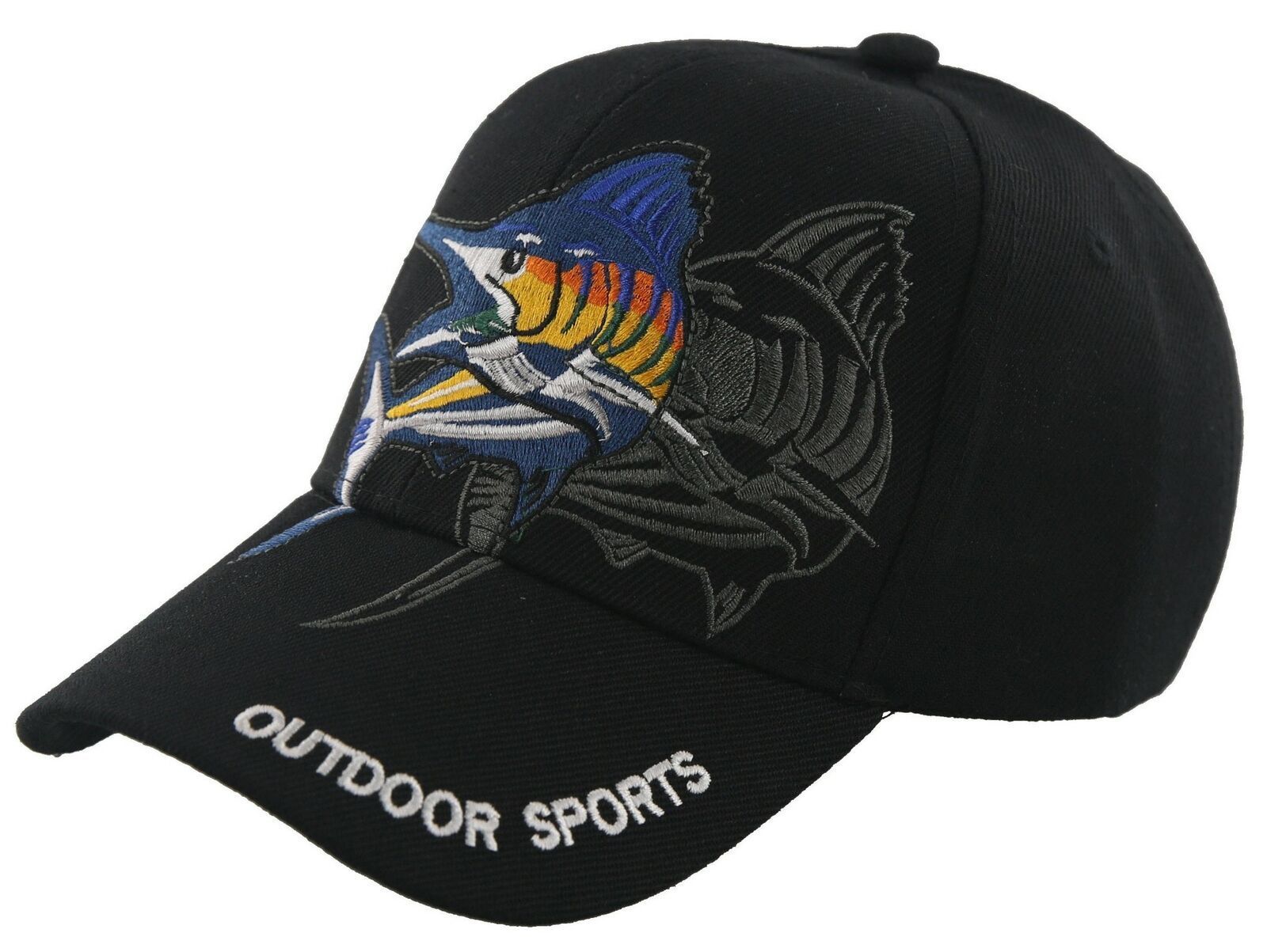 NEW! OUTDOOR SPORTS SWORDFISH FISHING MARINE BALL CAP HAT BLACK Men's