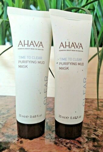 Ahava Clear PURIFYING MUD MASK Deep Cleans Pores Face Acne TRAVEL .68oz ~ 2 PACK