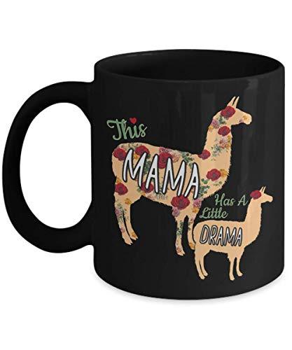 PixiDoodle Mother's Day Mama Llama Coffee Mug (11 oz, Black)