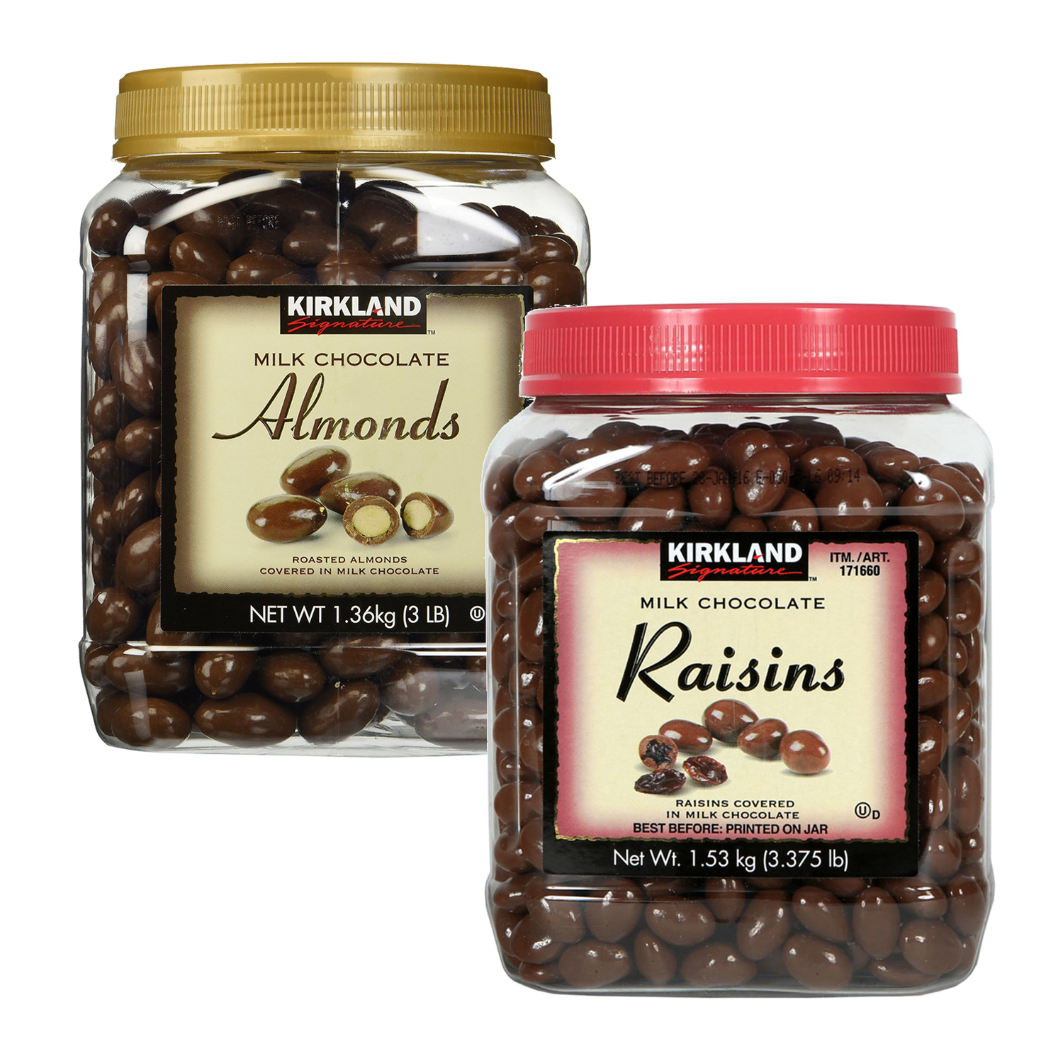 Milk Chocolate Covered Roasted Almonds or Raisins KIRKLAND Signature 1. ...