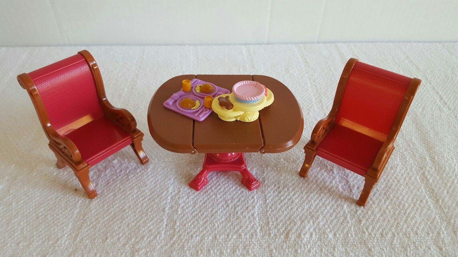 FisherPrice Loving Family Dining Room Table Chairs Set with Food EUC