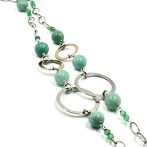 925 STERLING SILVER LONG 27.5" NECKLACE MURANO GLASS HEART AMAZONITE CHALCEDONY image 3