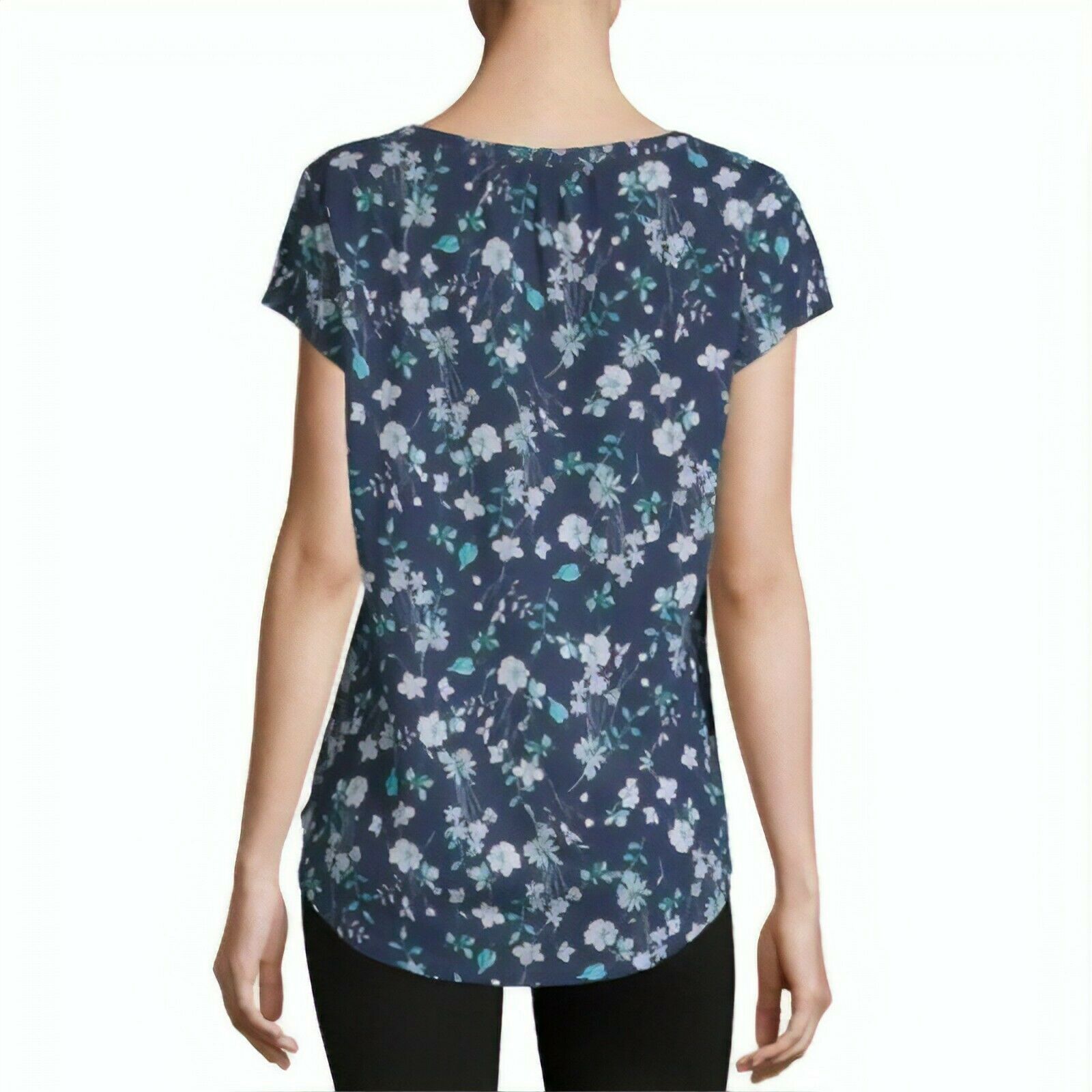 Liz Claiborne Floral Henley Neck Short Sleeve T-Shirt Size PS New - Tops