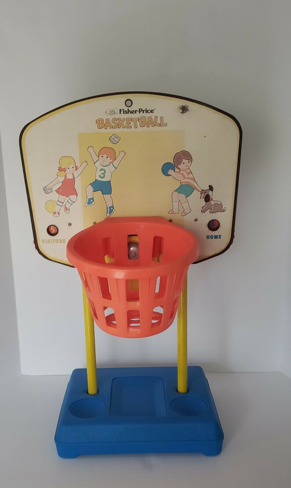 Vintage 1973 Fisher Price Basketball Hoop Toddler Toy w bell & score