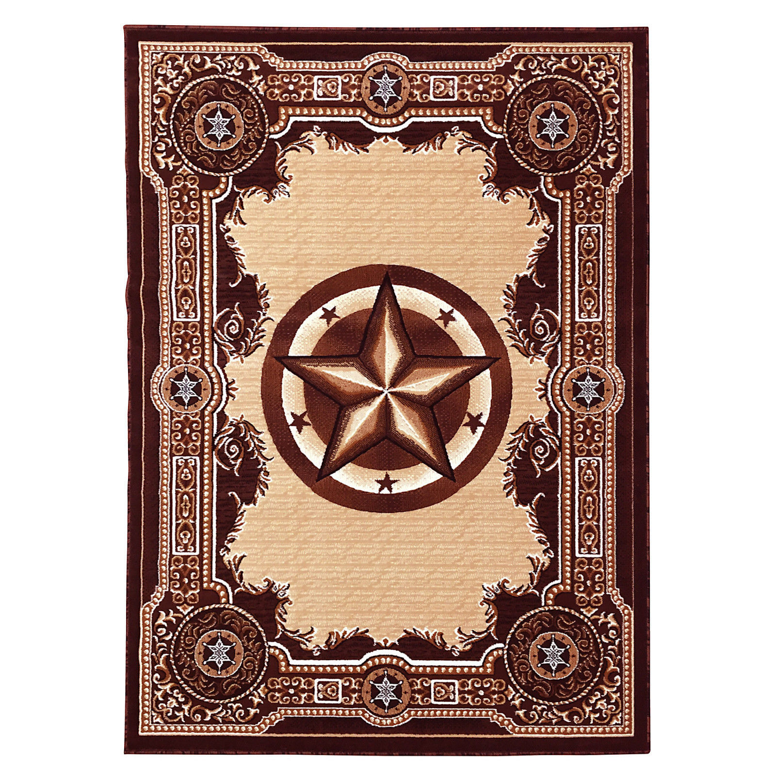 8x10 7 6 X 10 1 Texas Star Western Cowboy Lodge Brown Area Rug     57 