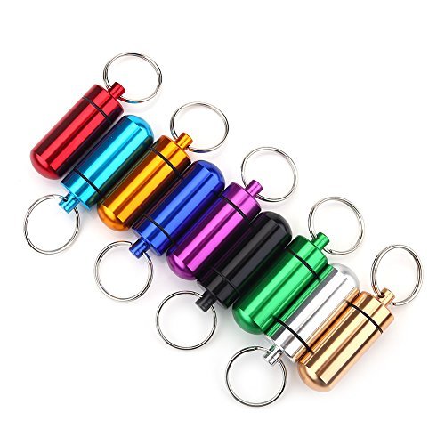 9pcs Keychain Pill Container, Waterproof Mini Aluminum Pill Box Case ...