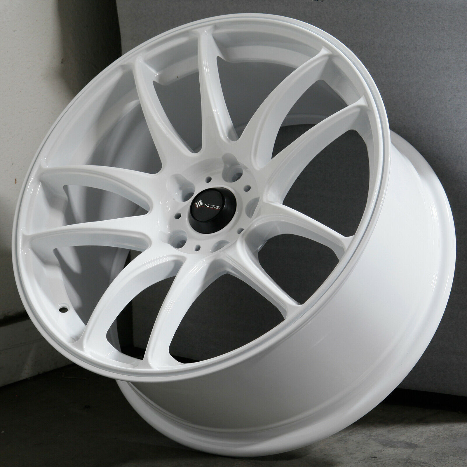 18x8.5 Vors TR4 5x108 35 White Wheels Rims Set(4) - Wheels