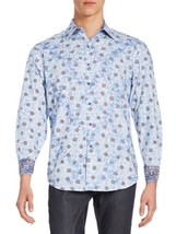 NWT ROBERT GRAHAM shirt S blue paisley contrast cuffs designer $248 clas... - $115.43