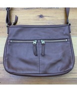 Vintage Fossil Handbag Crossbody Organizer Travel Bag Purse Brown adjust... - $28.99