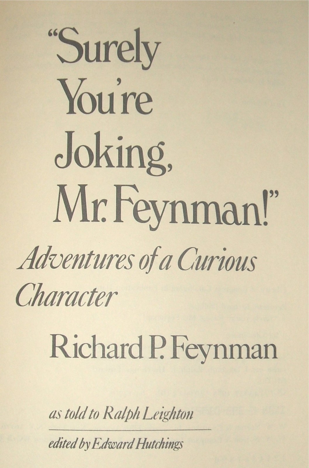 HARDcover book "Surely You