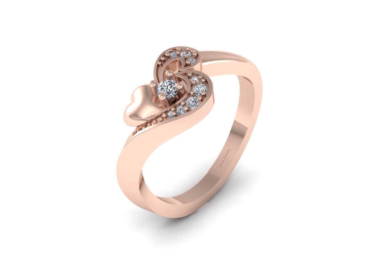 0.12cttw Diamond Engagement Ring Womens Heart Design Unique Bridal Wedding Ring