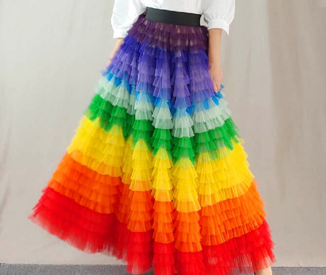 KMKDesigns | Ethical Custom Dress Designers | Custom Costume Designer |  Ethical Fashion Designer | St. Paul, MN - Rainbow Tulle Skirt