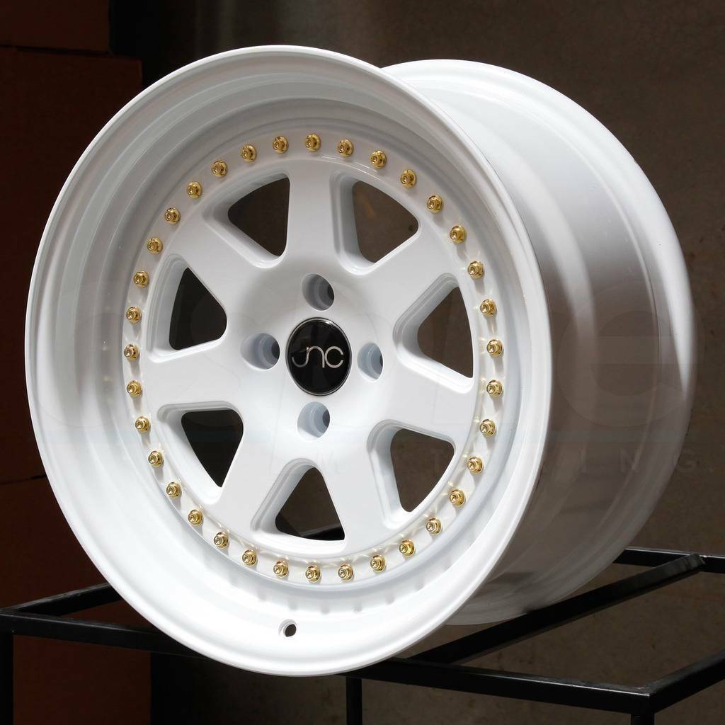 One 16x8 JNC 048 4x100 25 White GR Wheel New Wheels