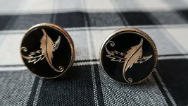 Vintage Creation House Gold Tone Writers Feather Quill Cufflinks 2.6cm - $9.70