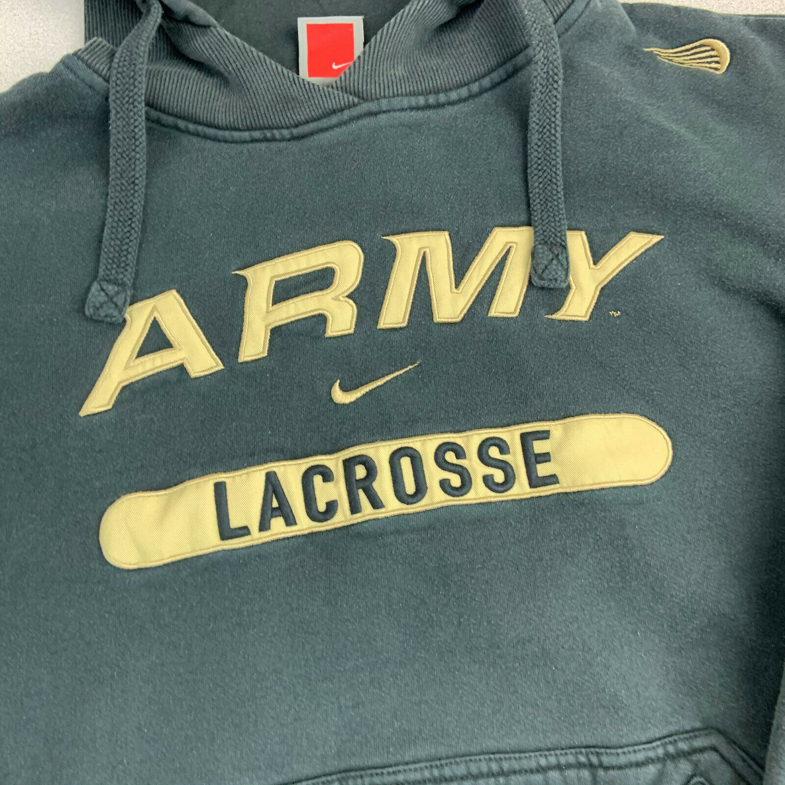 Nike Army Lacrosse Hoodie Embroidered Black Sweater Long Sleeve Casual Mens S Sweaters