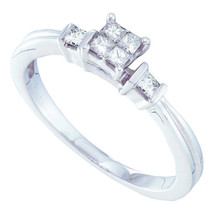 14k White Gold Princess Diamond Cluster Bridal Wedding Engagement Ring 1/4 Ctw - $539.00