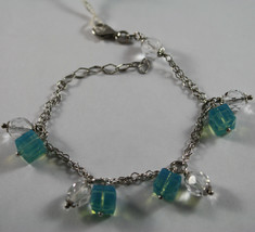 .925 RHODIUM SILVER BRACELET WITH BLUE AND TRANSPARENT CRISTAL image 1