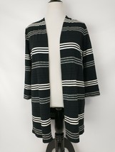 J. Jill Wearever Collection Black and White Striped Long Open Front Card... - $20.00