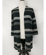J. Jill Wearever Collection Black and White Striped Long Open Front Card... - $20.00