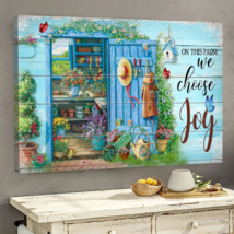 Flower On This Farm We Choose Joy Farm Butterfly Vintage Poster Canvas - $49.99