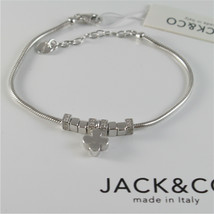 925 RHODIUM SILVER JACK&CO BRACELET WITH SHINY FOUR LEAF CLOVER  MADE IN ITALY image 2