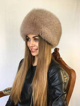 Saga Fox Fur Hat Adjustable Creamy Full Fur Hat image 6