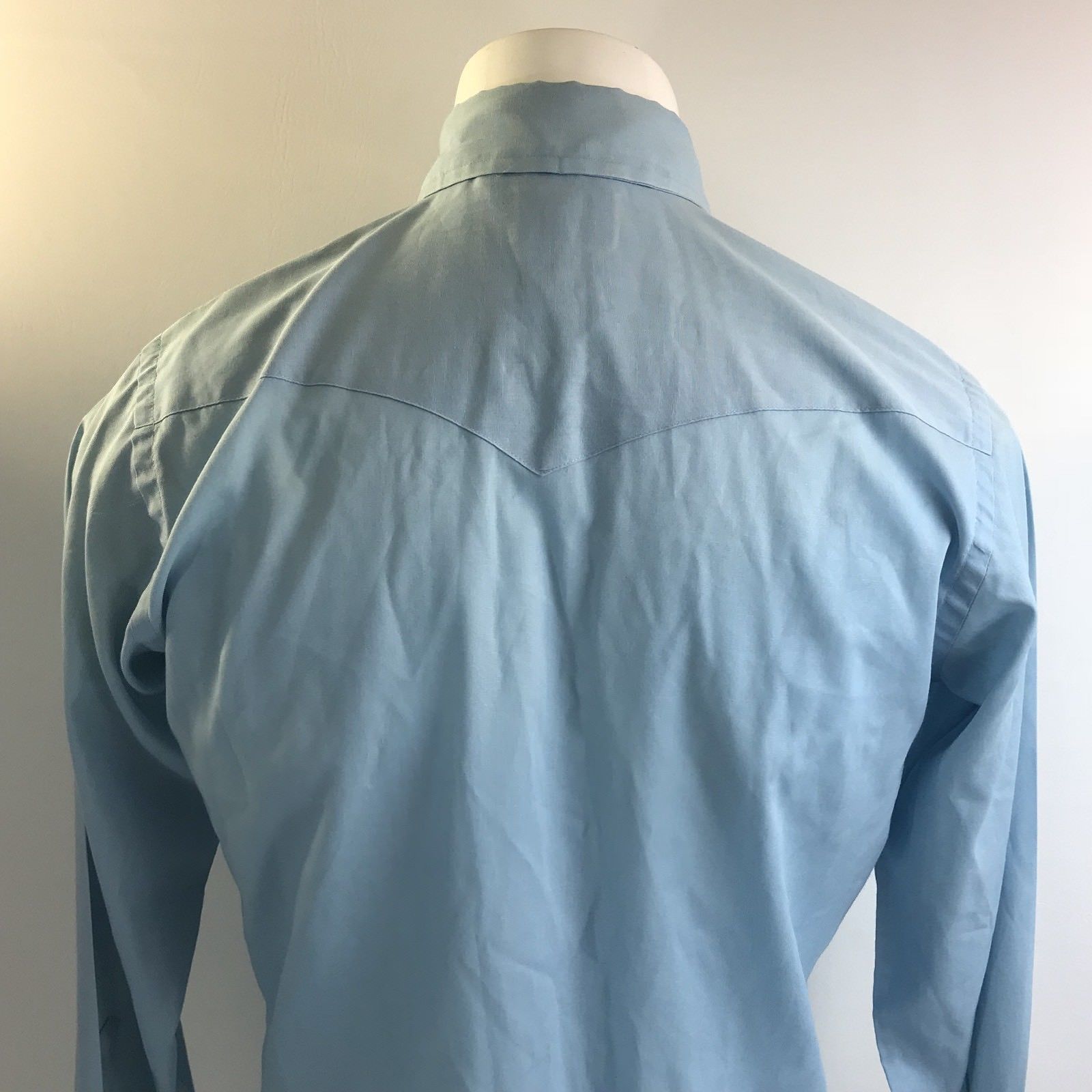 Wrangler Pearl Snap Light Blue Western Button Front Shirt Size 16-35 ...