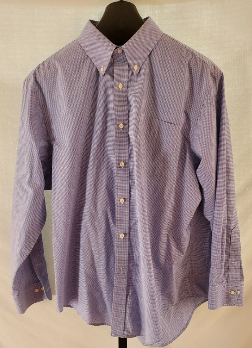 Laruen Ralph Lauren Blue & White Plaid Long Sleeve shirt Mens Size 18 34/35