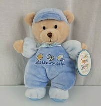 NEW Carter's Just One Year Blue Teddy Bear Little Athlete Plush Rattle Toy 8" - $24.74