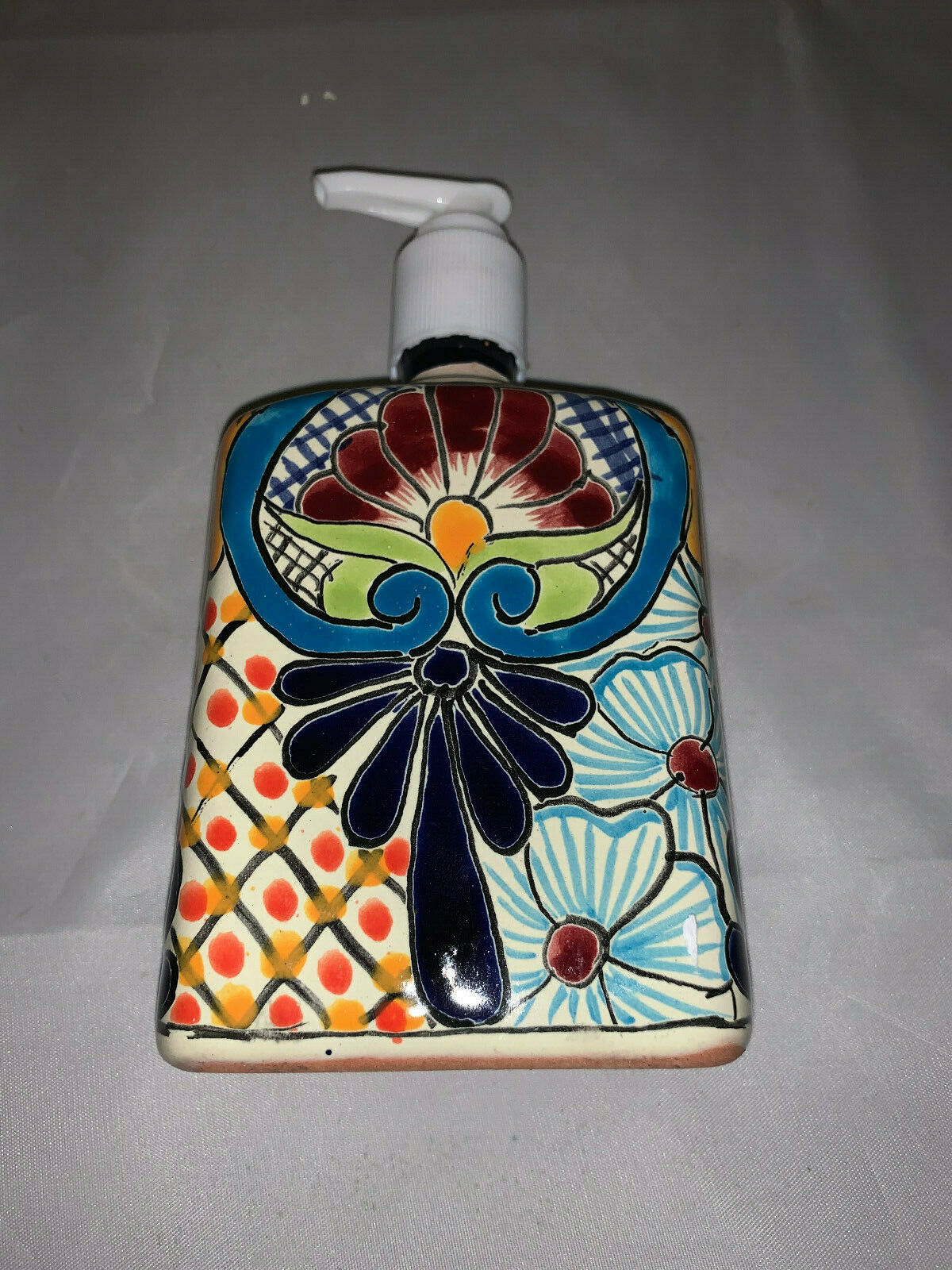Soap Dispenser Pump Mexican Ar Hand Painted Ceramic Talavera Flower