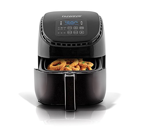 NuWave Brio Air Fryer 3Qt Black W/Baking Pot, Reversible Rack, Silicone ...