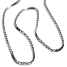 SOLID 18K WHITE GOLD CHAIN 1.1 MM VENETIAN SQUARE BOX 17.7", 45 cm, ITALY MADE image 3