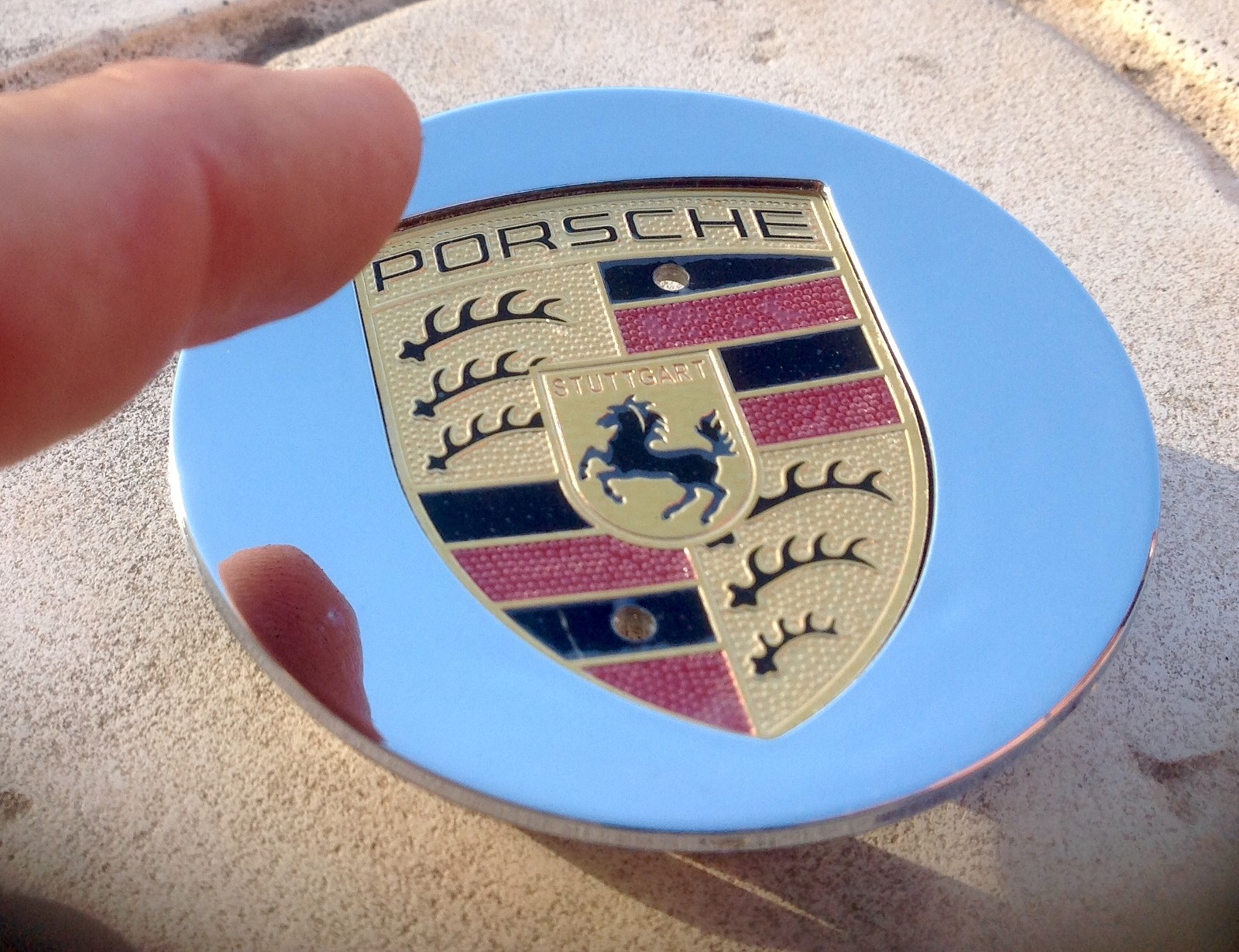 Porsche Chrome center caps set of 4 with colored crest Wheel Center Caps