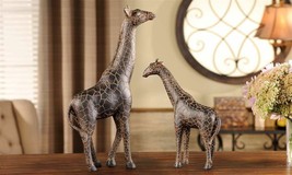 Giraffe Figurines Mother with Baby Set of 2 Africa Wildlife Nature 14" and 9" H