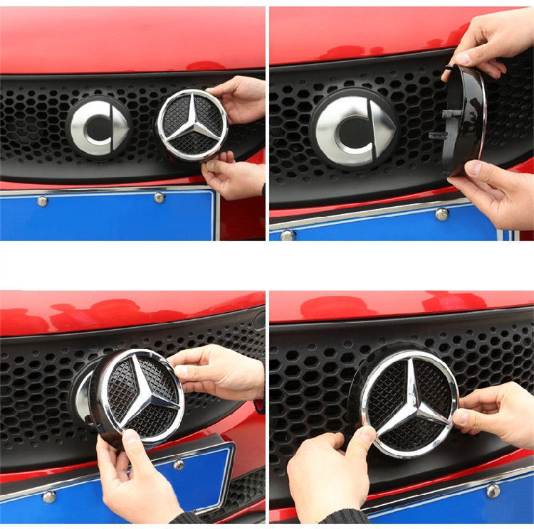2pcs Smart 453 Fortwo Emblem Logo hood badge/Front Logo Easy fit Decals/Emblems/License Frames