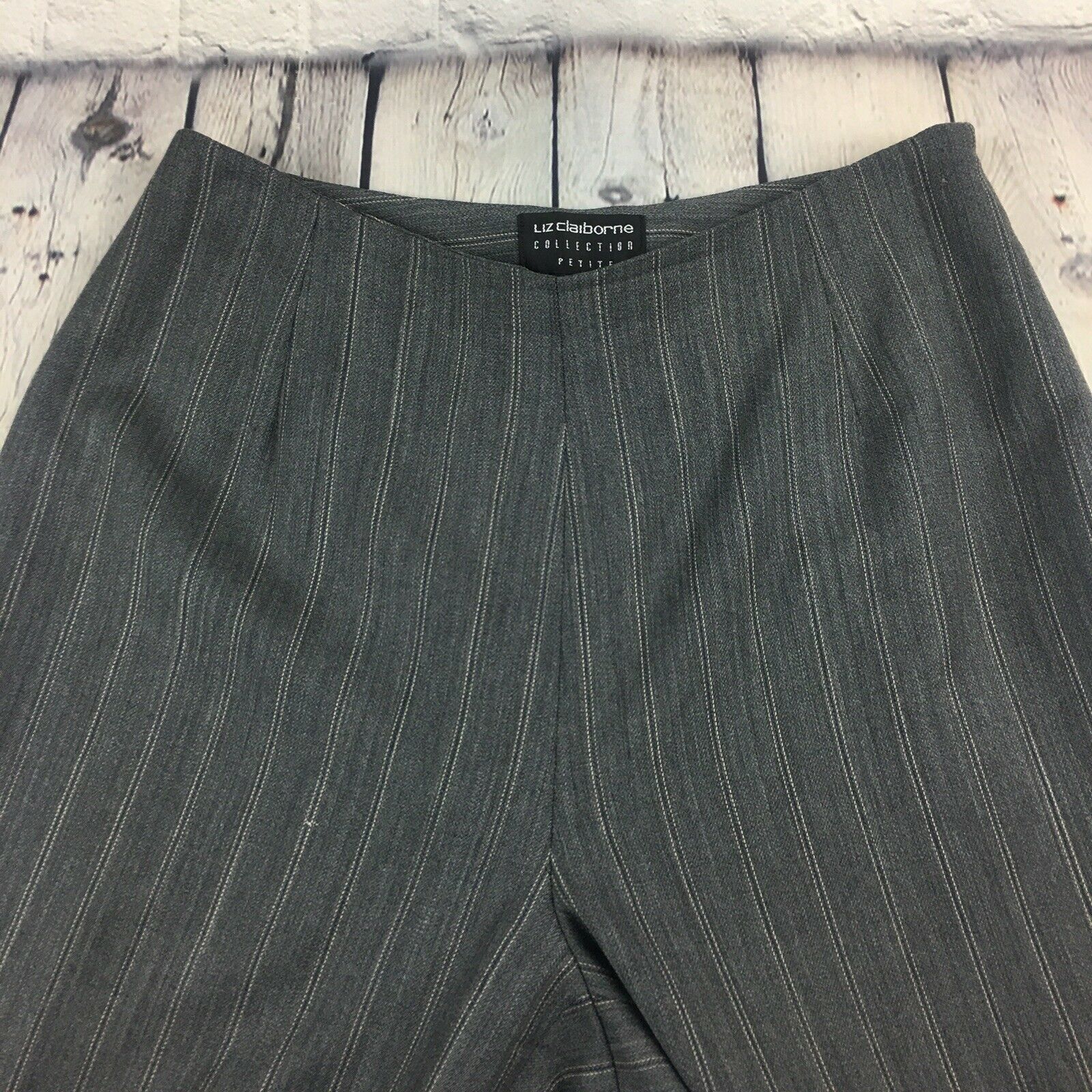 Liz Claiborne Collection Women's 2 Dress Pants Gray Petite Stripes - Pants