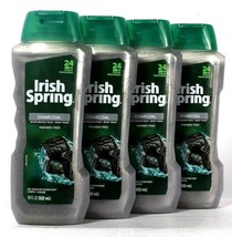 4 Bottles Irish Spring 18 Oz Charcoal 24H Fresh Moisture Face & Body Wash