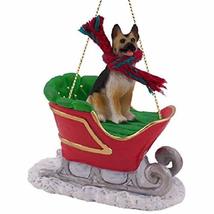 C.C German Shepherd Tan/Black Dog Sleigh Christmas Ornament - $17.99