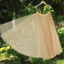 GOLD Sequin Tulle Midi Skirt Women Gold Sparkly Skirt Plus Size Party Skirt image 13