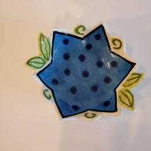 Vintage Nicole Engblom Ceramic Bowl, Whimsical Funky Pottery, Blue Star Flower
