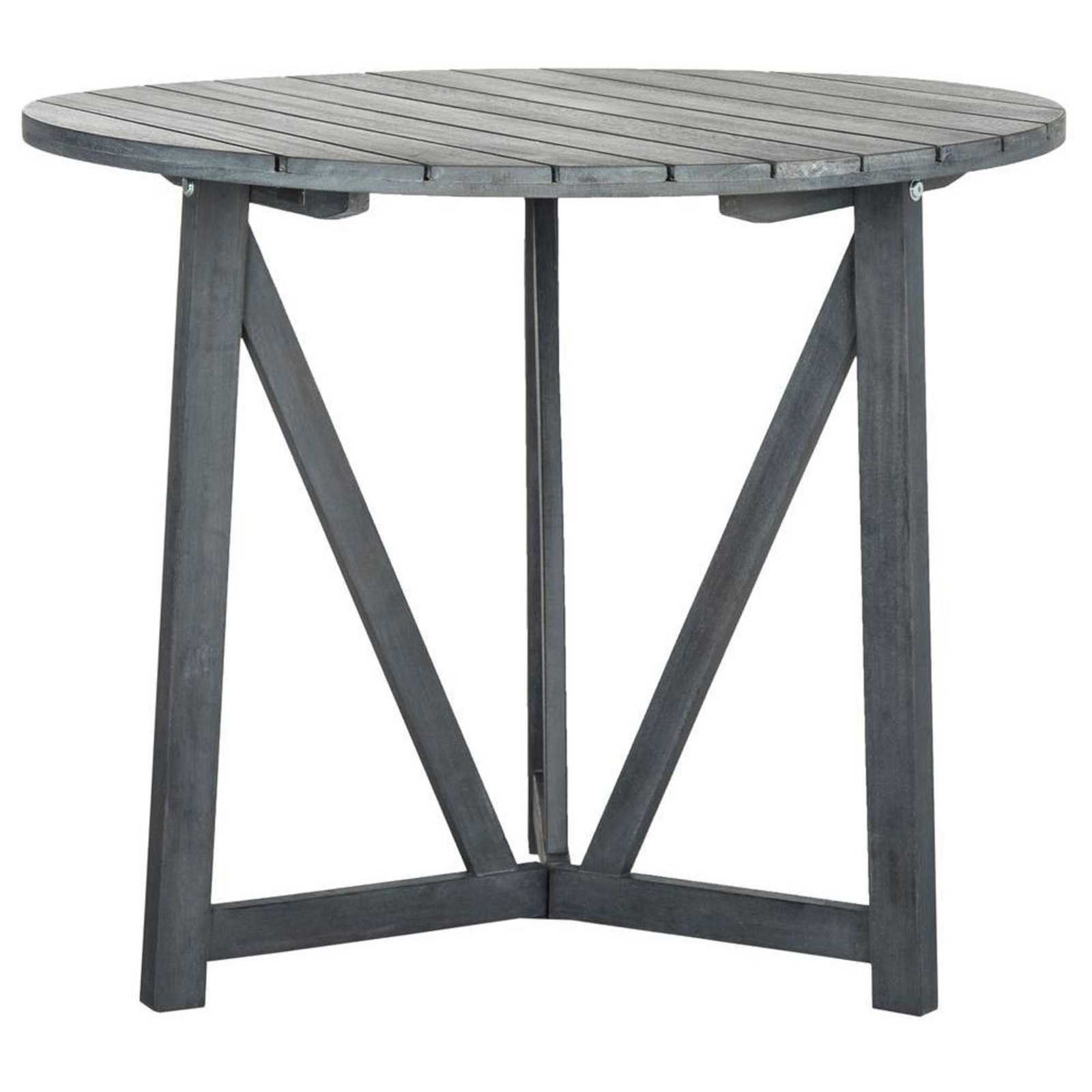 Outdoor Dining Table Galvanized Steel Acacia Wood in Ash Gray Weather