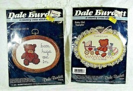 Dale Burdett Bear Hugs CK160 &amp; Baby Girl Sampler CK1006 Vintage Cross St... - $19.73