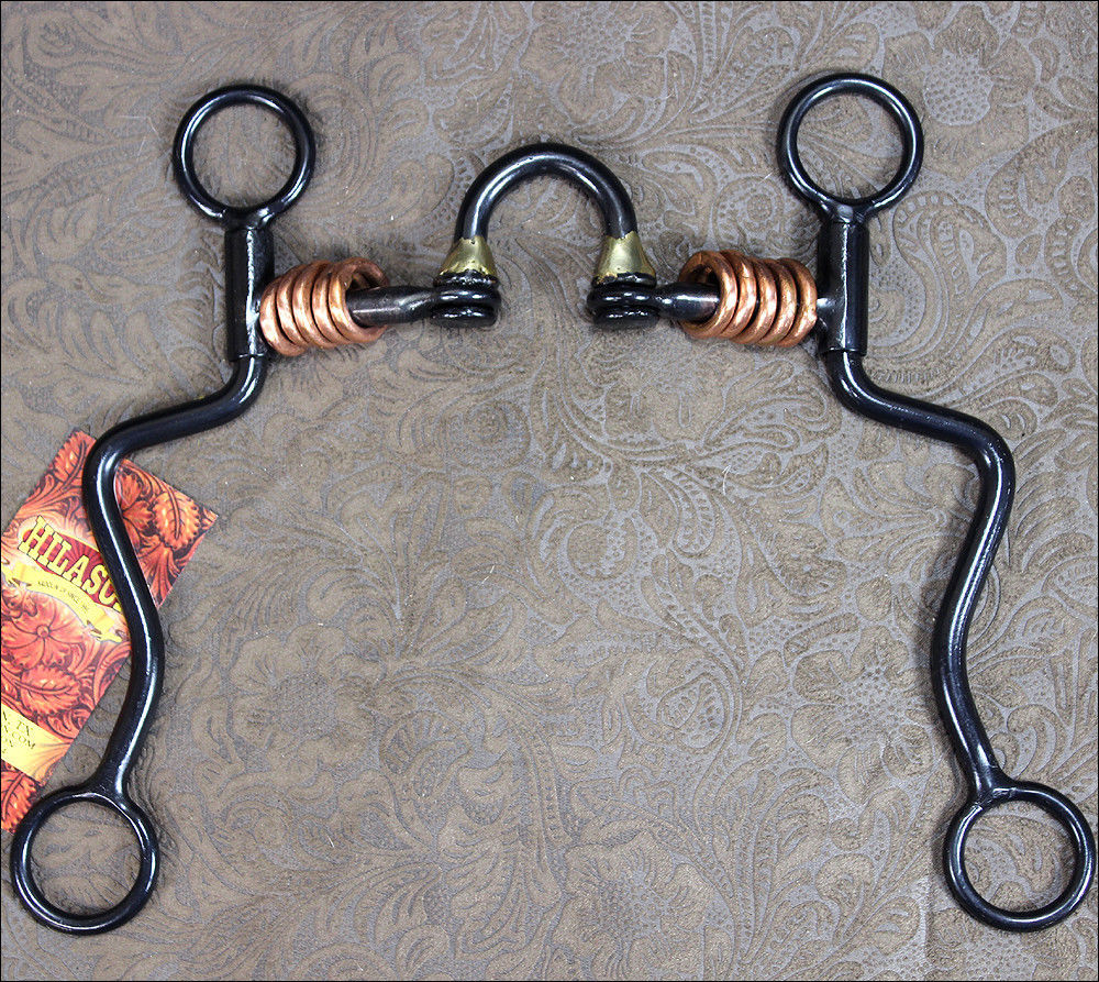 HILASON BLACK STEEL TRAINING HORSE BIT CORRECTION MOUTH W/COPPER RINGS