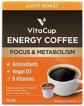 VitaCup Energy Light Roast Coffee Pods,Boost Focus & Metabolism, antioxidant-6Ct - $46.97