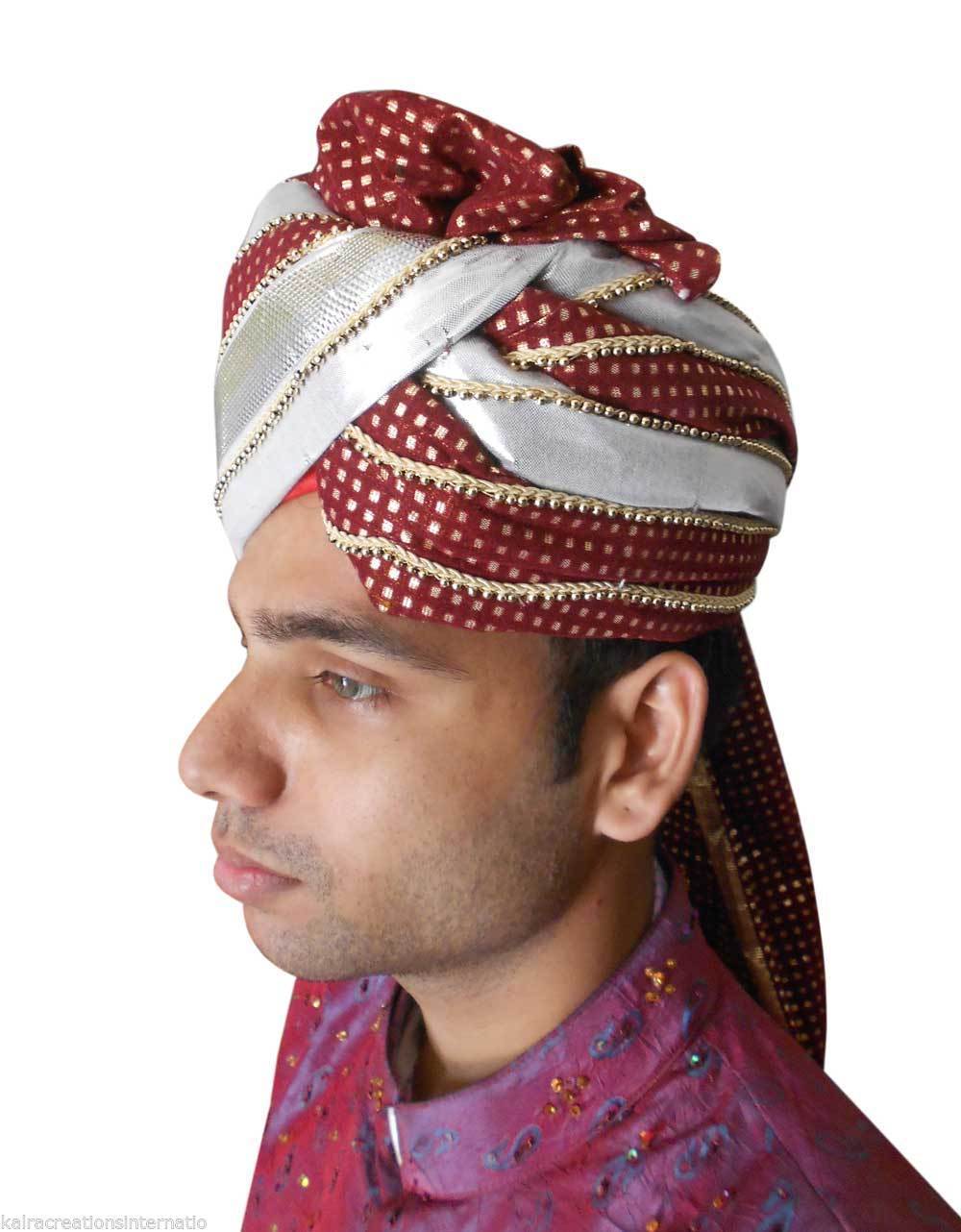 Men Hat Indian Handmade Wedding Top Hats Sherwani Groom Pagri Turban